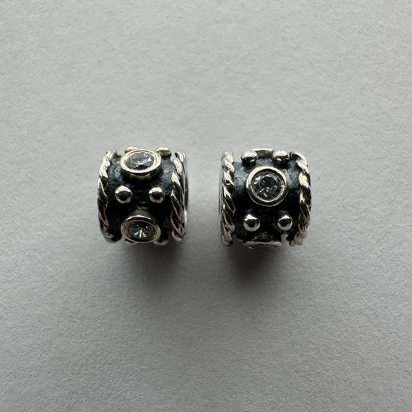 Pandora Jewelry - Pandora retired Oxy Crown sterling silver charm set of 2 with clear CZ
